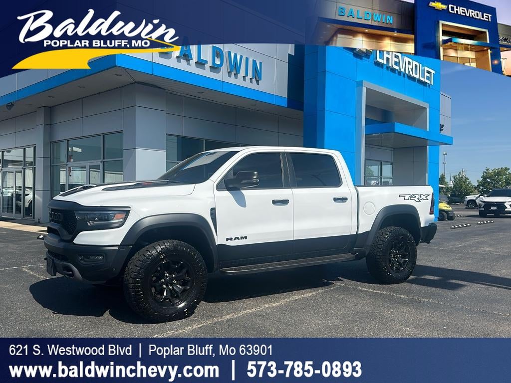 2023 RAM 1500 TRX in White — front three-quarter view