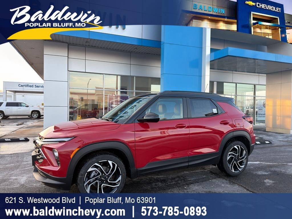 2026 Chevrolet Trailblazer RS in Apex Red — front three-quarter view